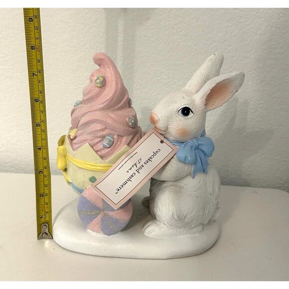Cupcakes and Cashmere EASTER BUNNY Pastel Easter Egg Cart Pink Icing Blue Bow - Picture 6 of 7